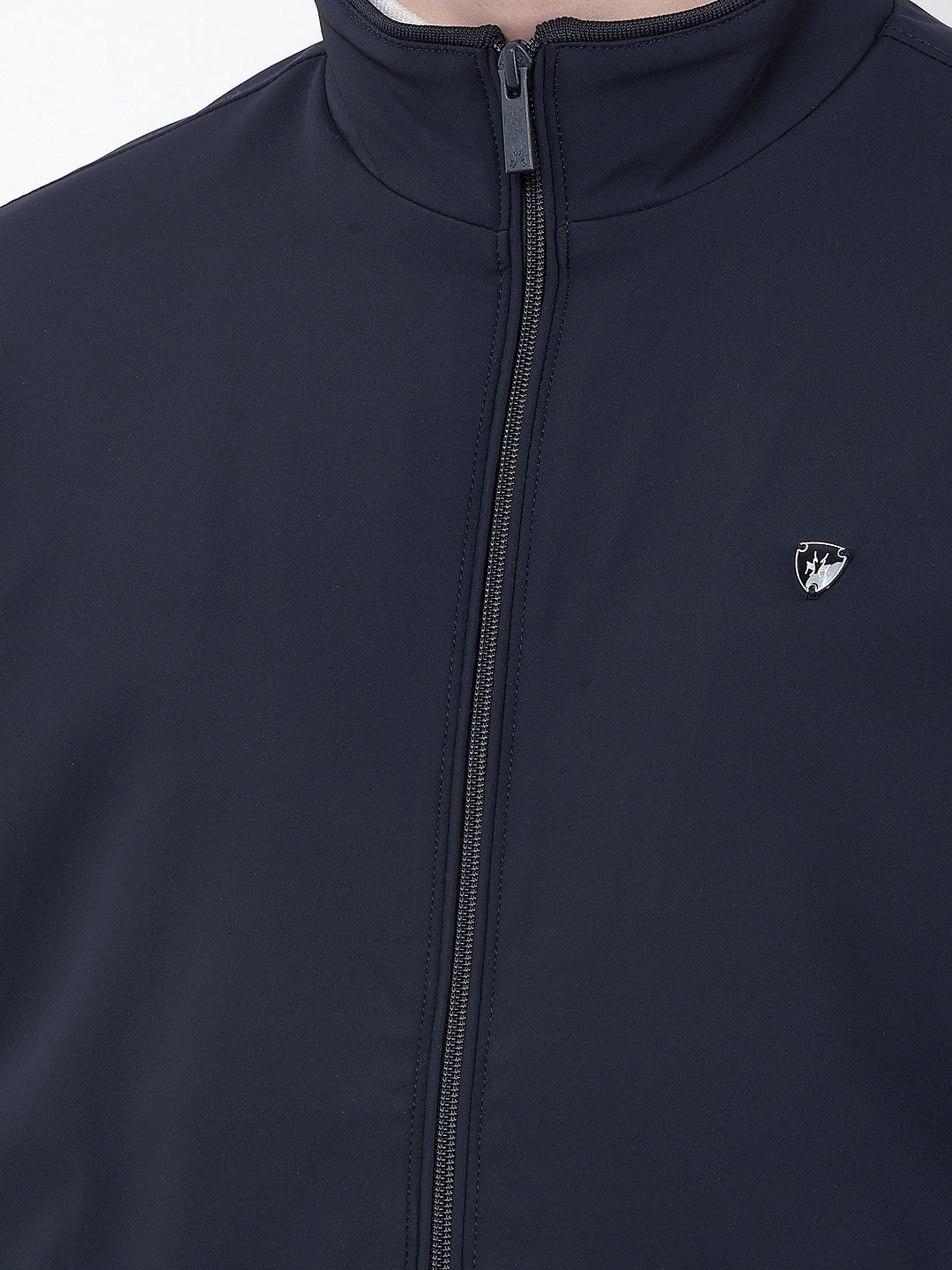 Minimalist Design Navy Blue Puffer Jacket