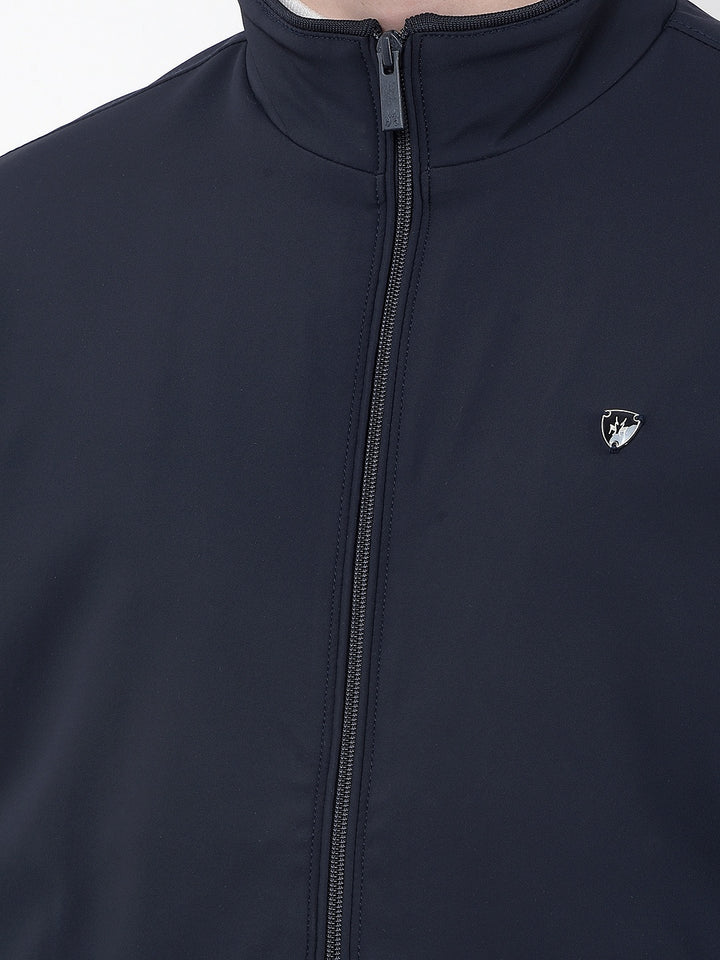 Minimalist Design Navy Blue Puffer Jacket