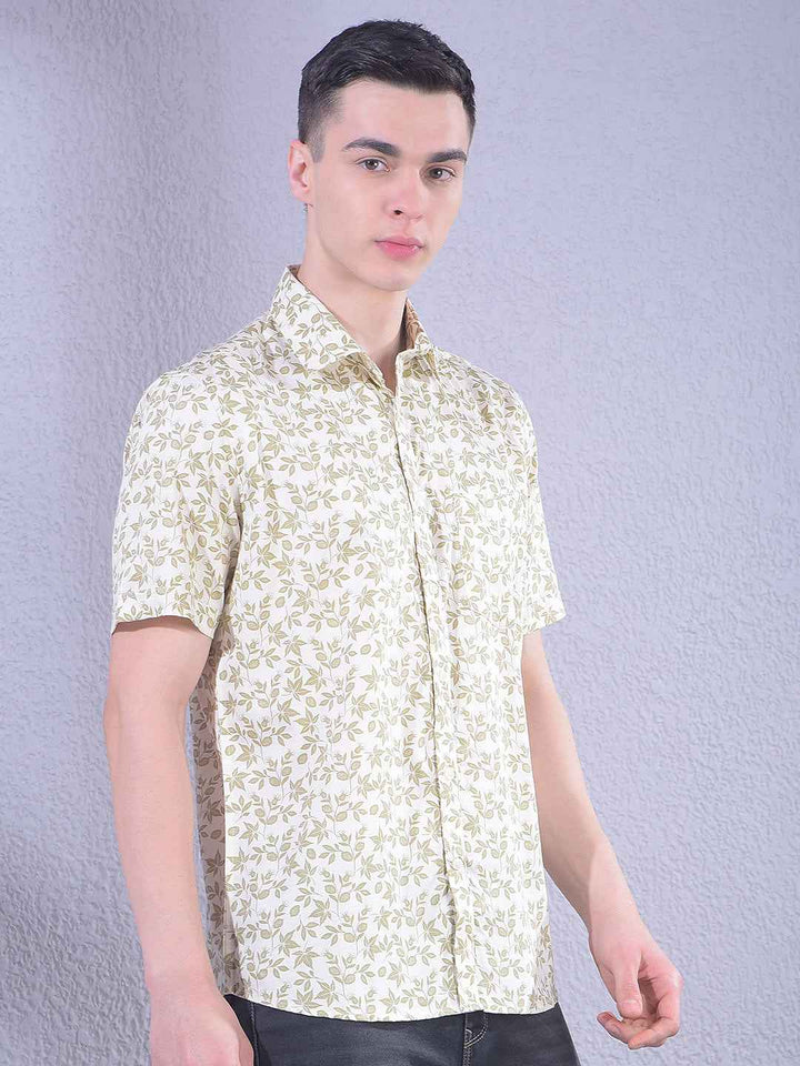 Olive Floral Print Shirt