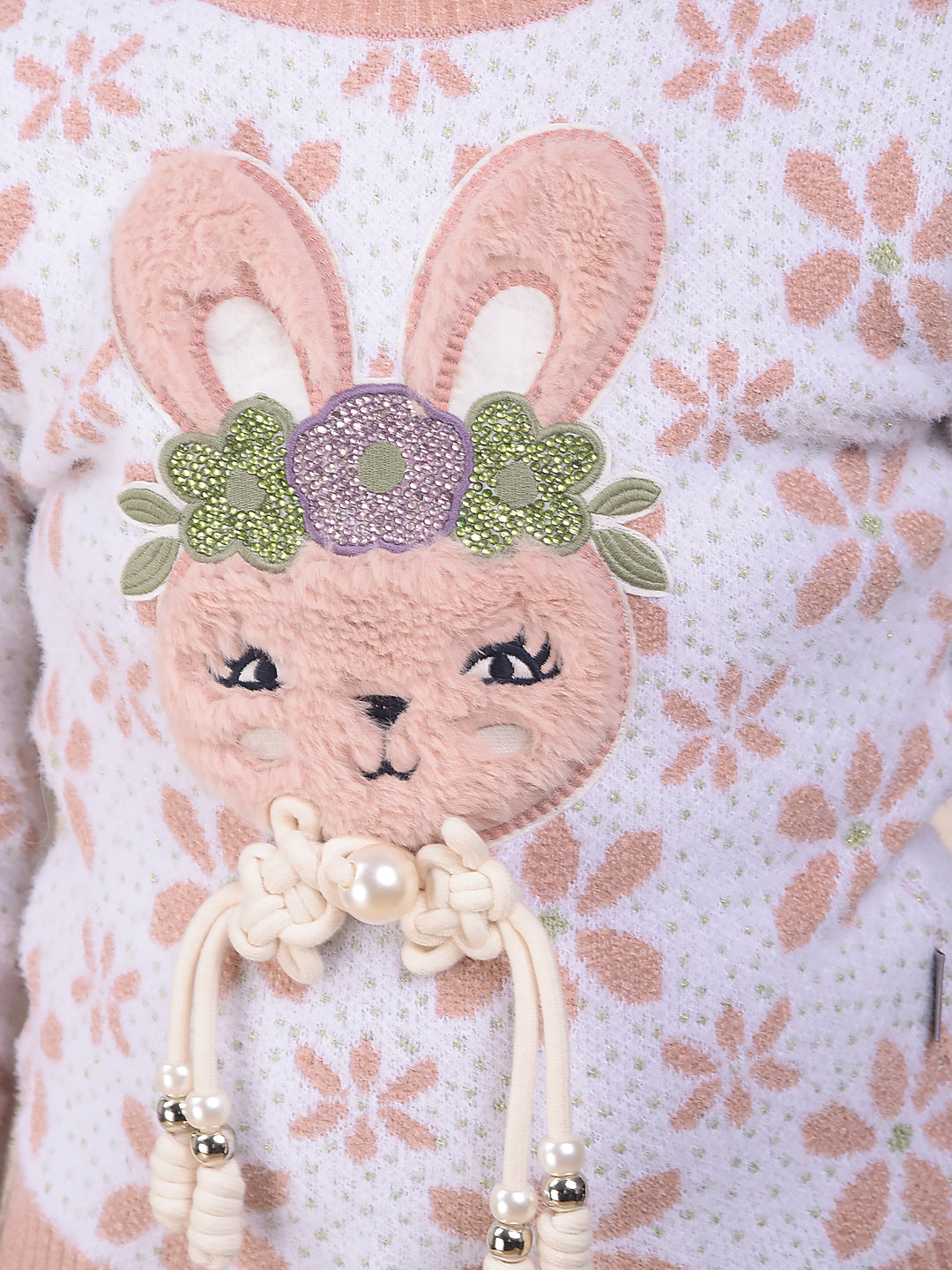 Sleek Jacquard Pink Sweater