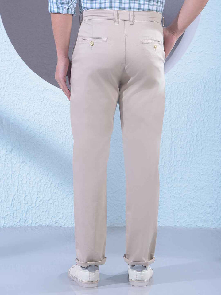 Beige Dobby Trousers