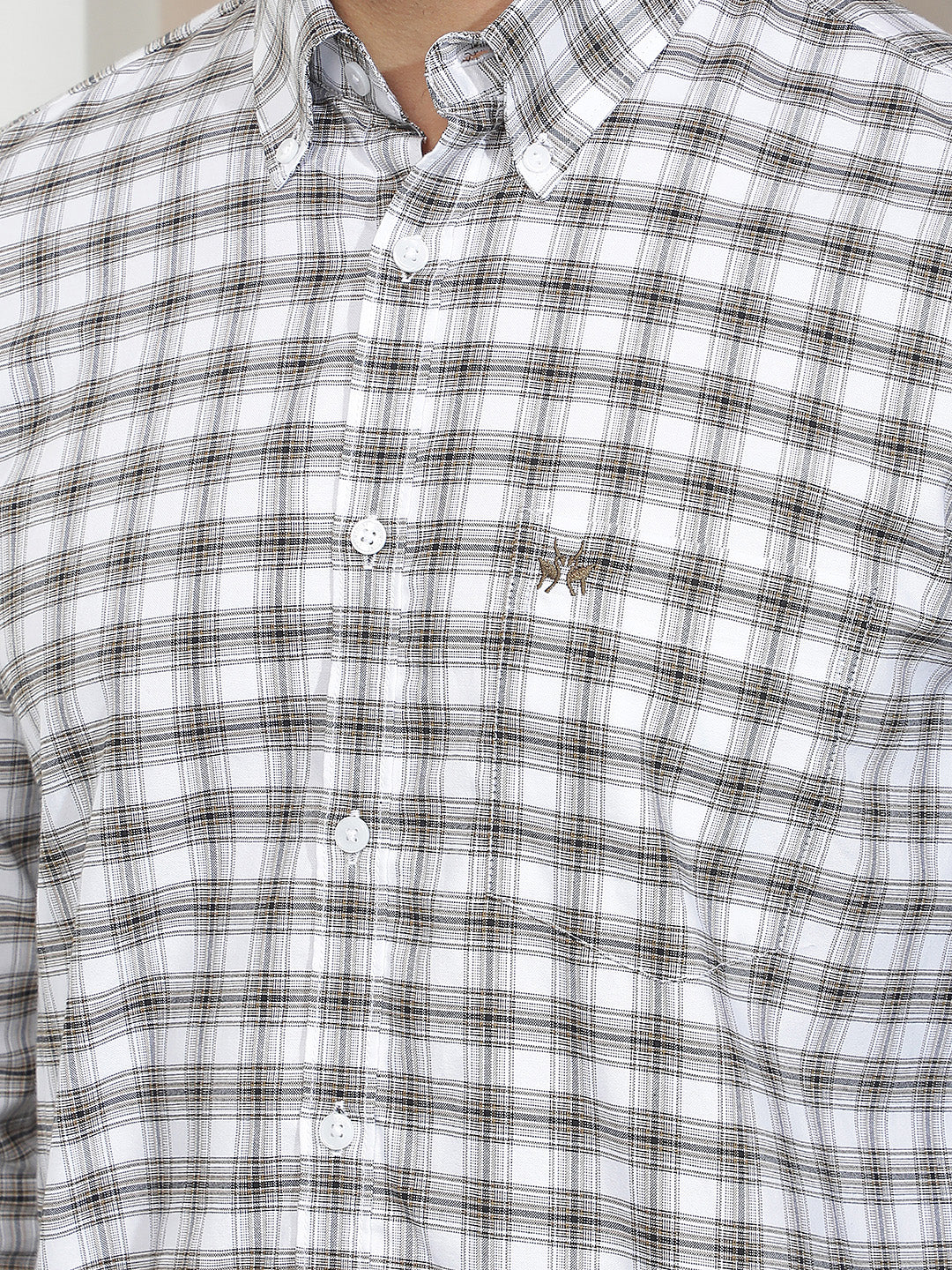 White 100% Cotton Checked Shirt