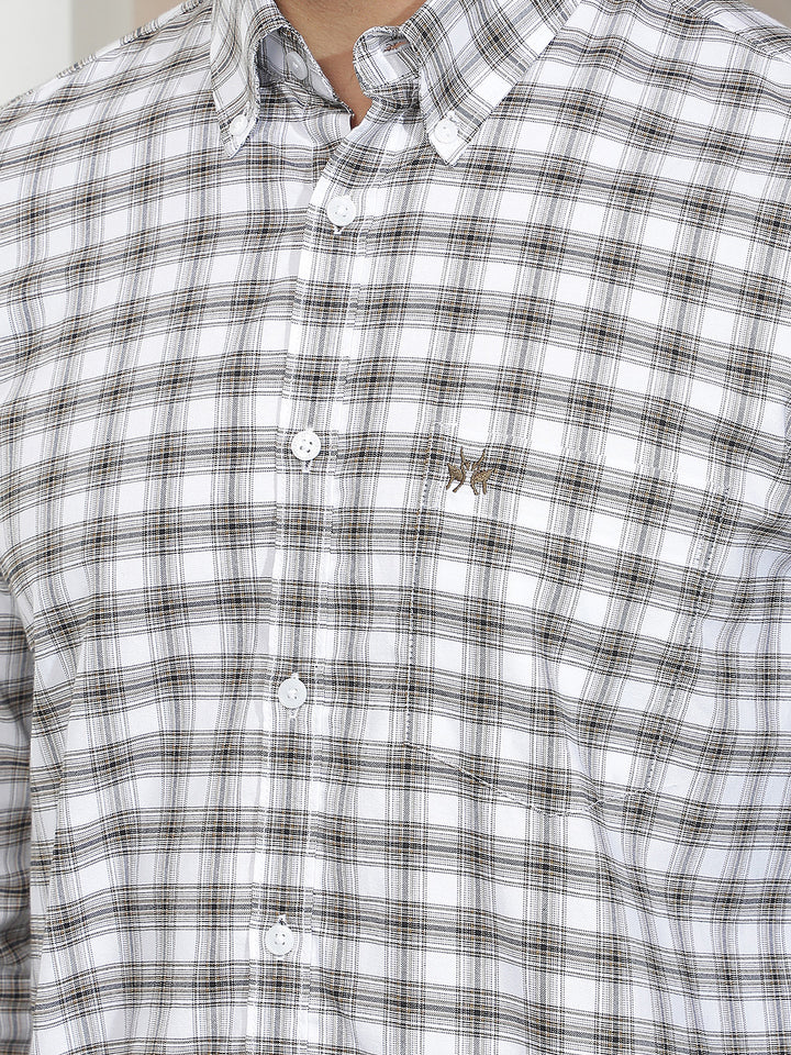 White 100% Cotton Checked Shirt