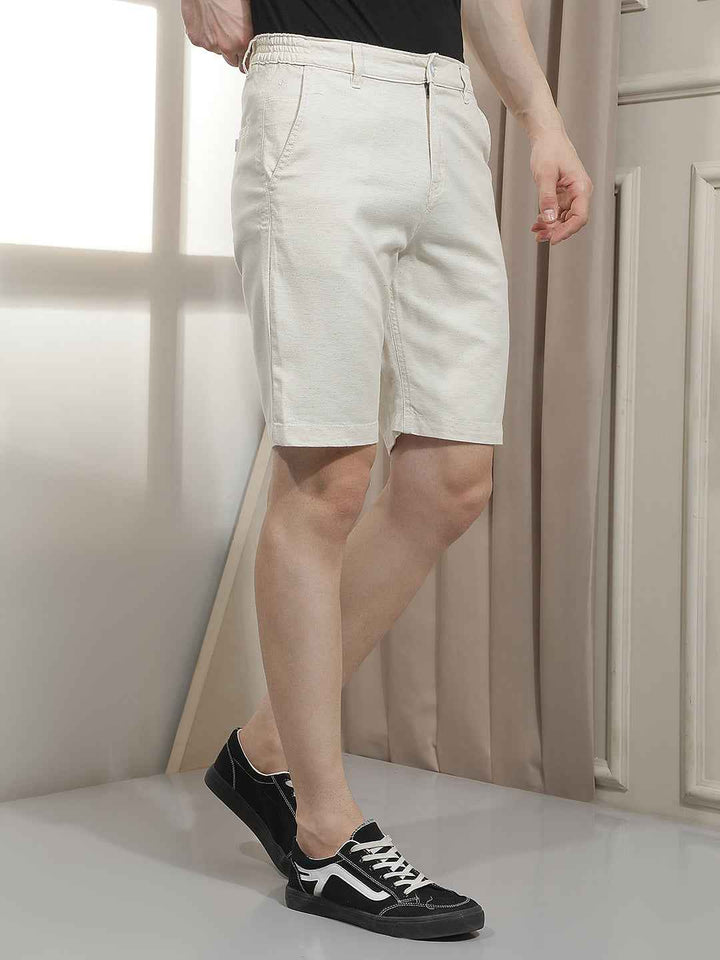 Off White Linen Shorts
