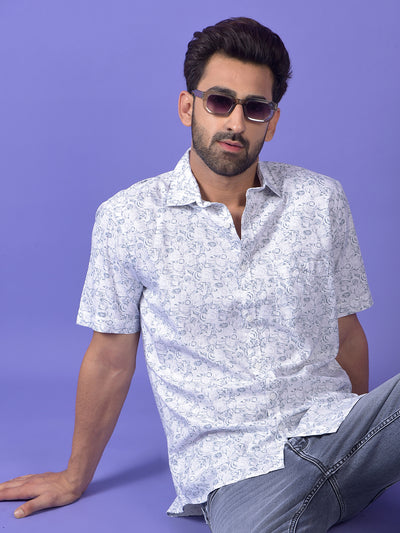 Blue Printed Modal Shirt