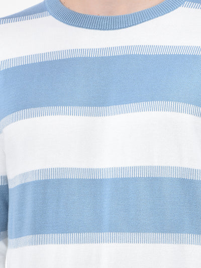 Blue Horizontal Stripes 100% Cotton Sweater