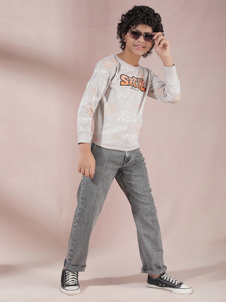 Grey Typographic Print Sweatshirt