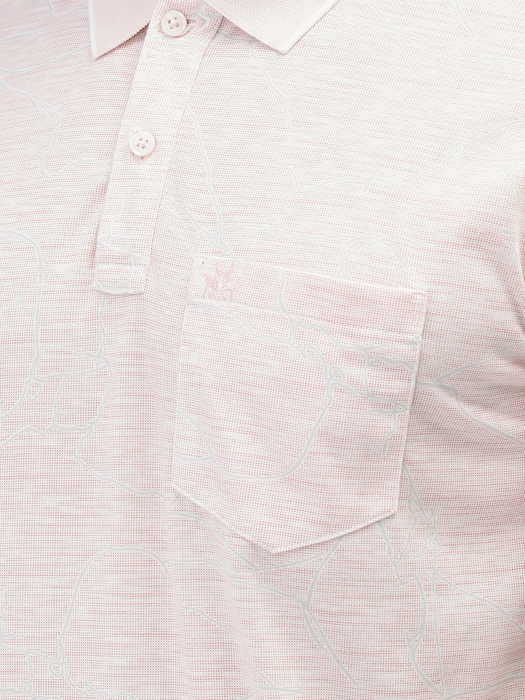 Pink Printed Polo Neck T-Shirt