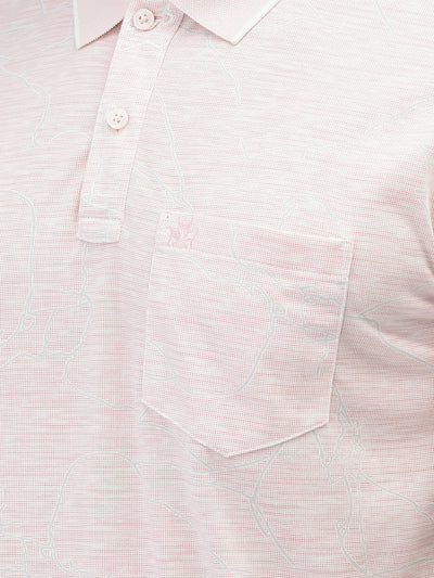 Pink Printed Polo Neck T-Shirt