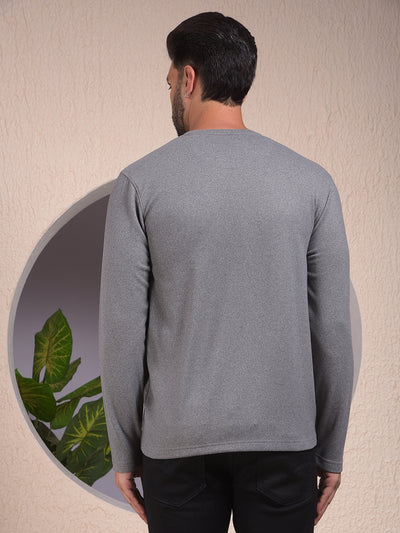 Grey Textured Knit Sweatshirt