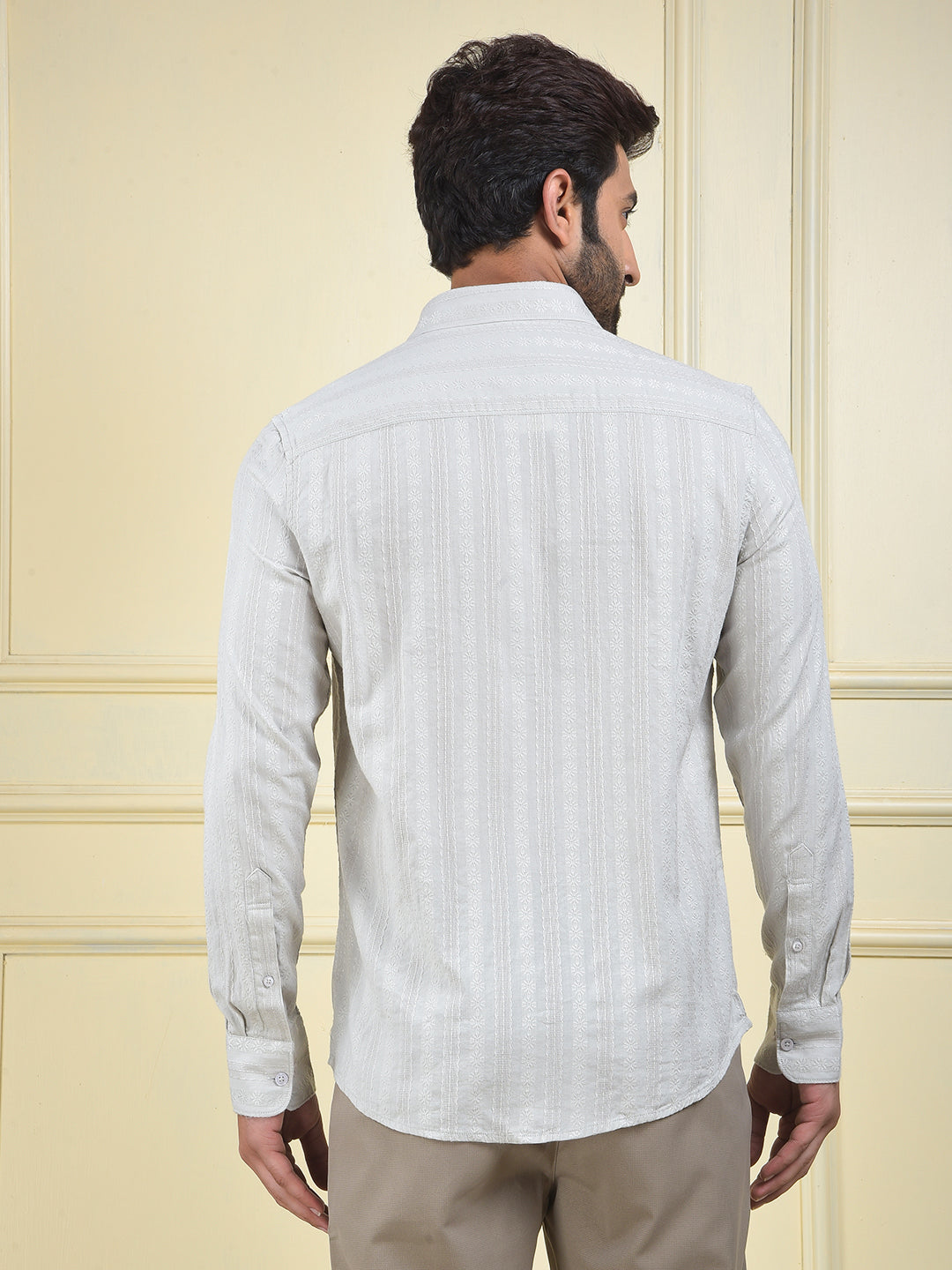 Grey Vertical Stripes 100% Cotton Shirt