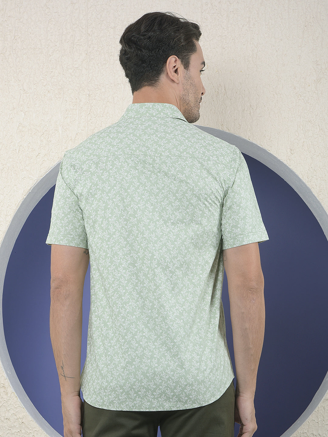 Green Floral Print 100% Cotton Shirt