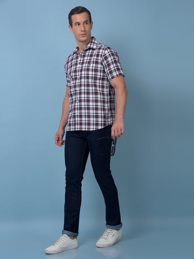 Maroon Checked 100% Cotton Shirt