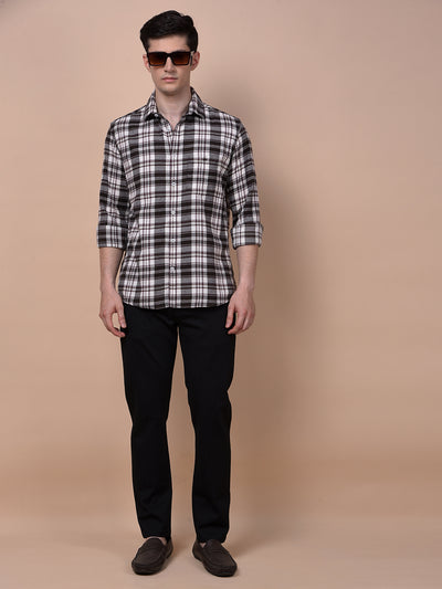 Wine Checked 100% Cotton Shirt