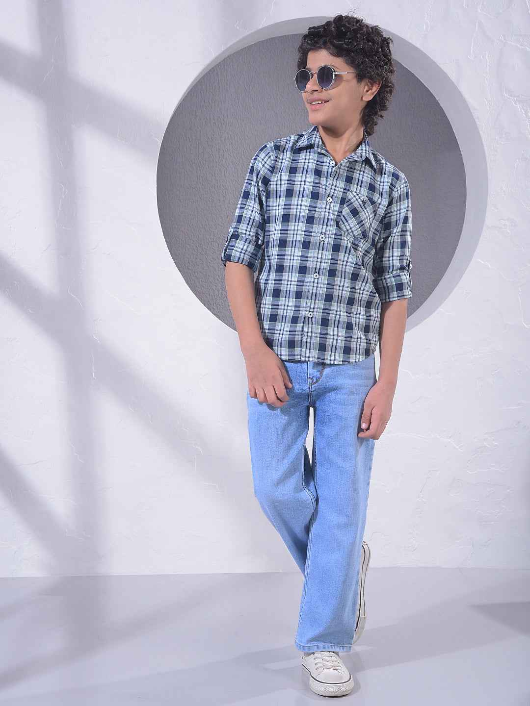 Blue Checked 100% Cotton Shirt