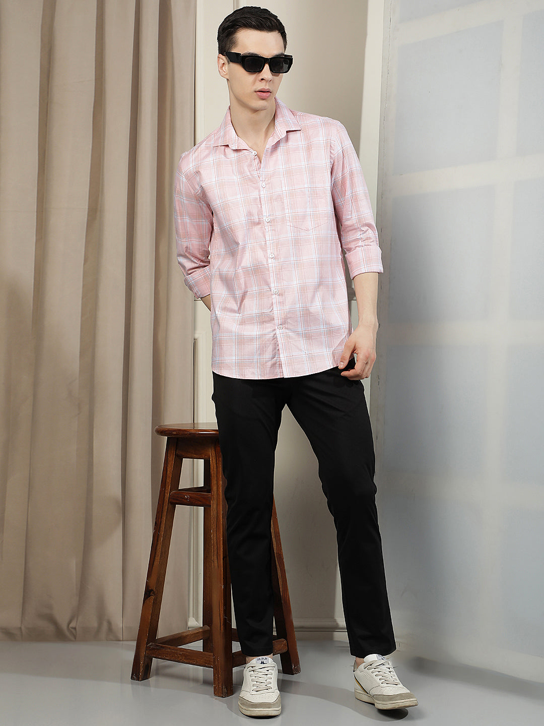 Pink Checked 100% Cotton Shirt