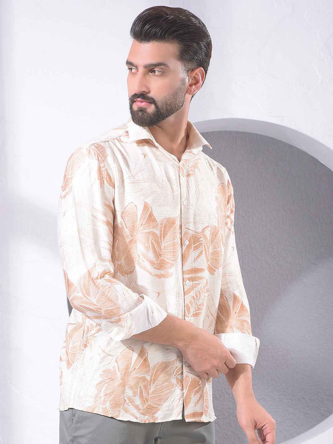 Brown Floral Print Shirt