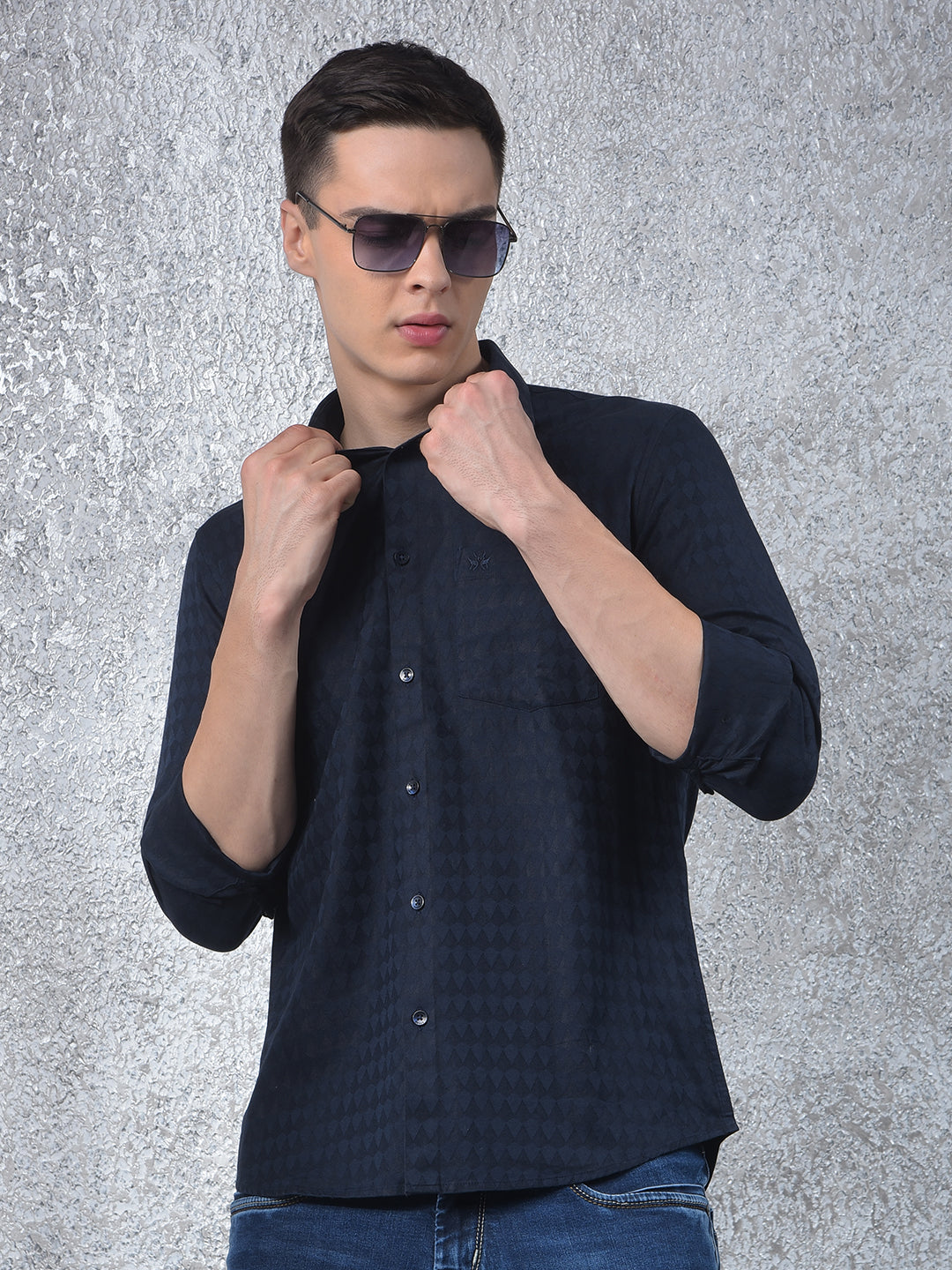 Era Motion Navy Blue Printed Shirt