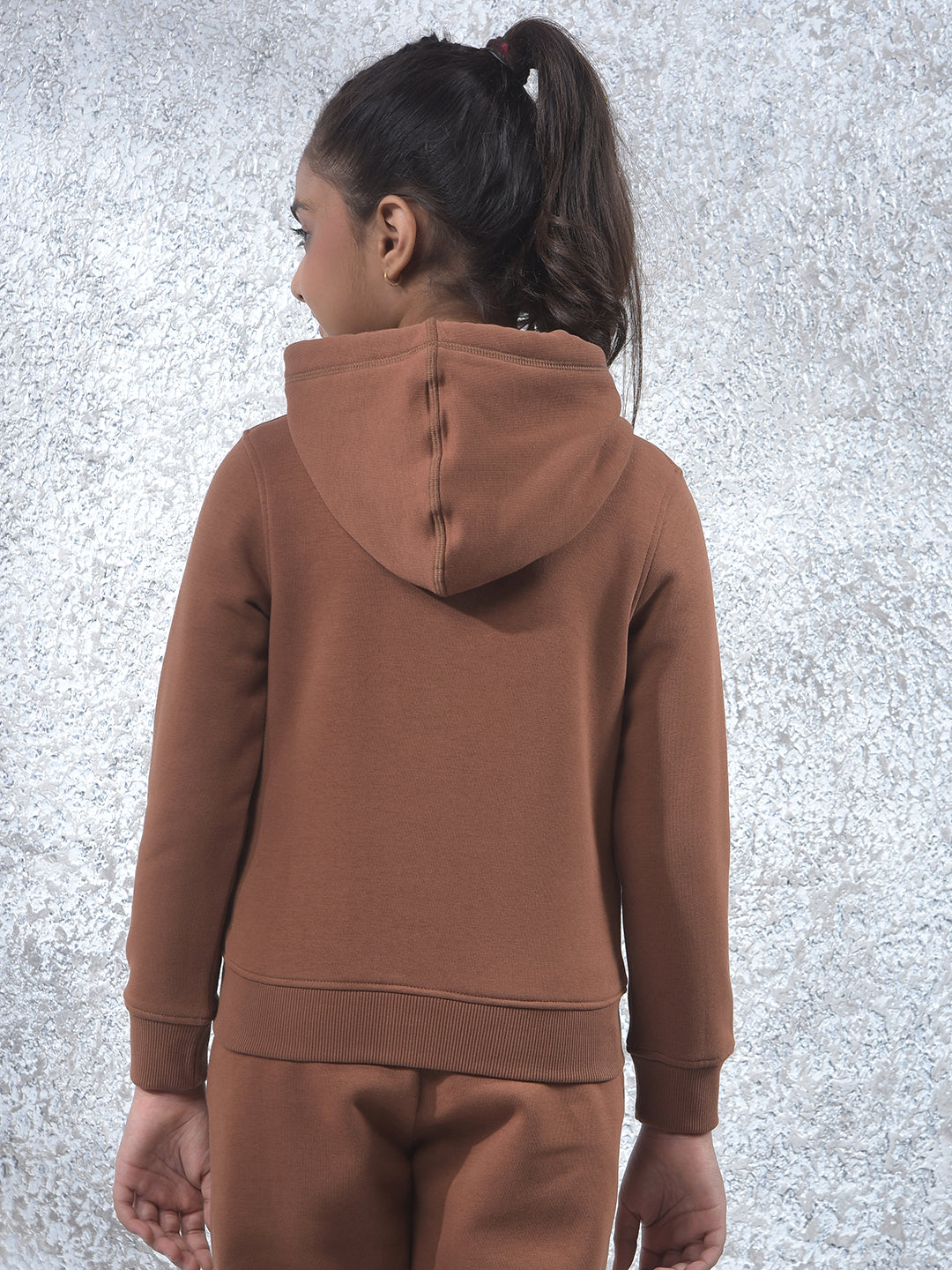 Brown Hooded Neck Knitted Sweatshirt