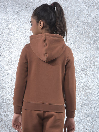 Brown Hooded Neck Knitted Sweatshirt