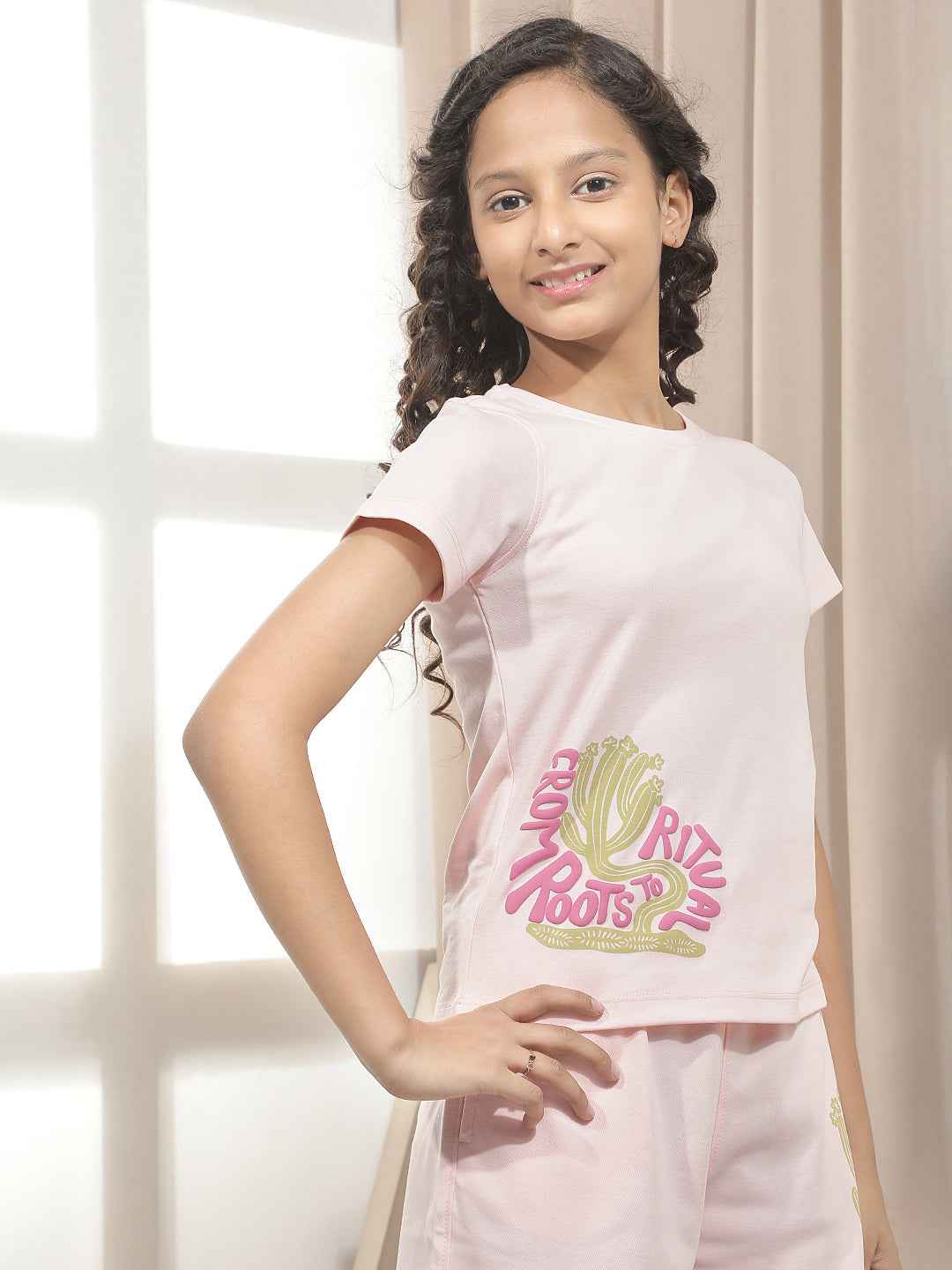 Pink Typographic Print T-Shirt