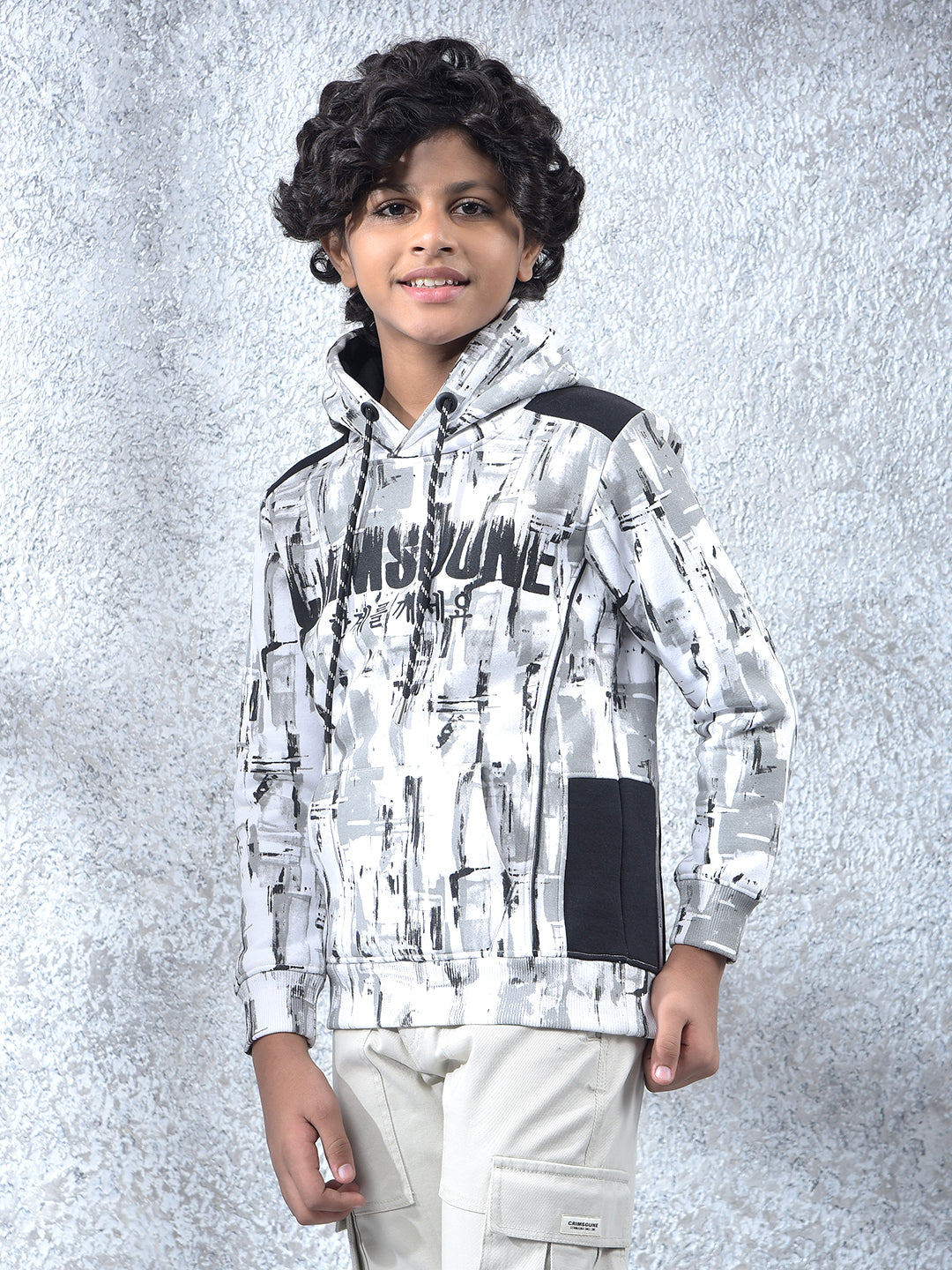 Black Printed Hooded Neck Sweatshirt
