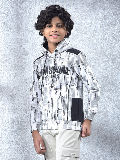 Black Printed Hooded Neck Sweatshirt