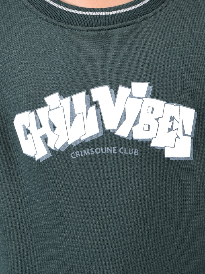 Green Typographic Print Sweatshirt