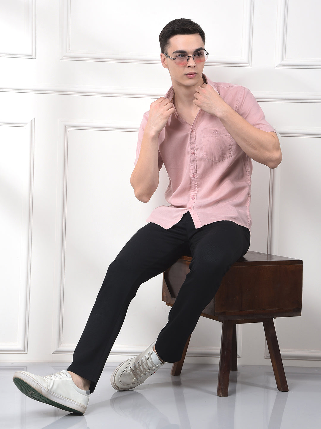 Navy Blue Printed Knitted Trousers