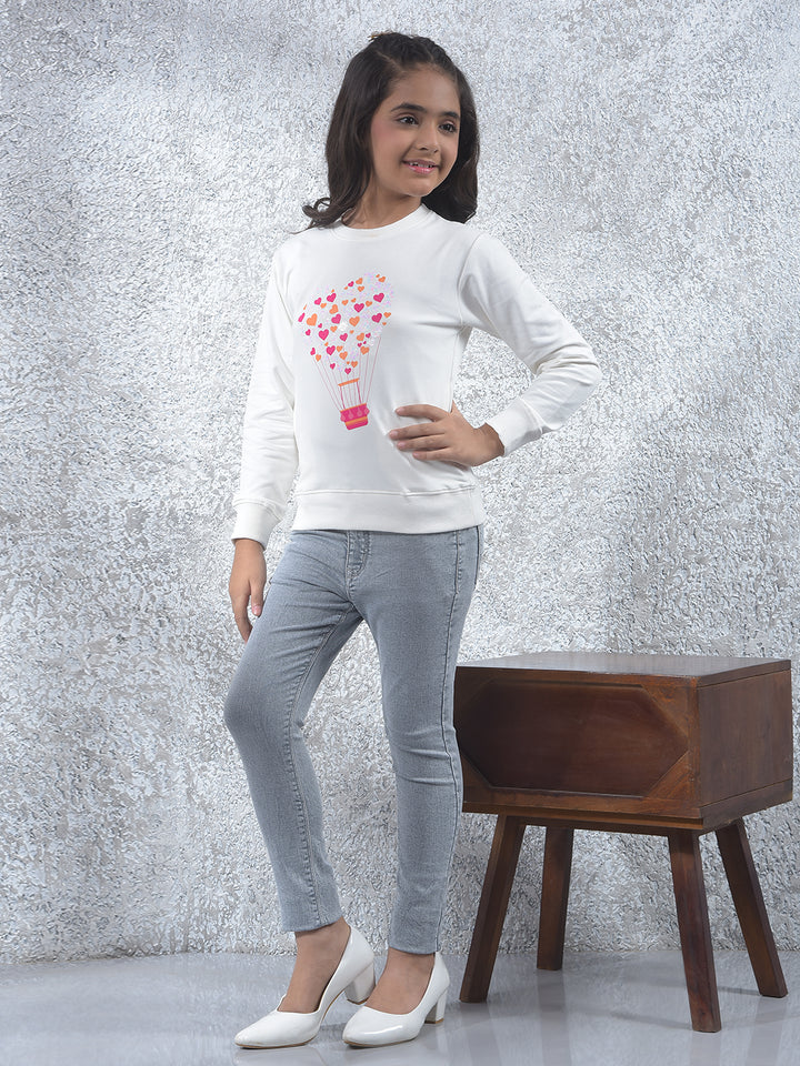 Off White Graphic Print Knitted Sweatshirt