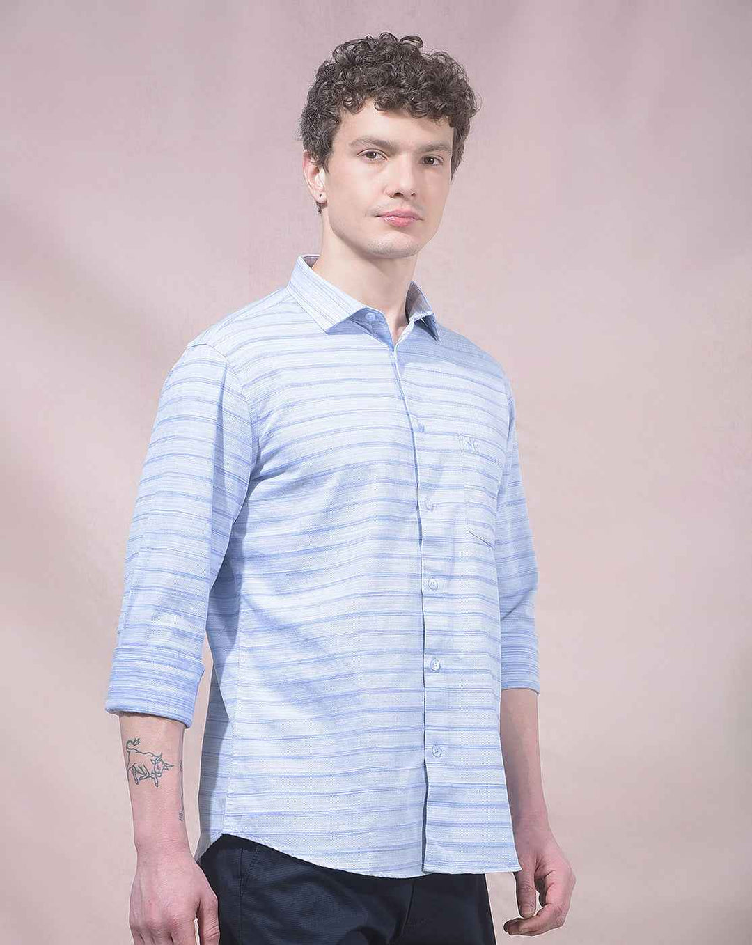 Blue Horizontal Striped Shirt