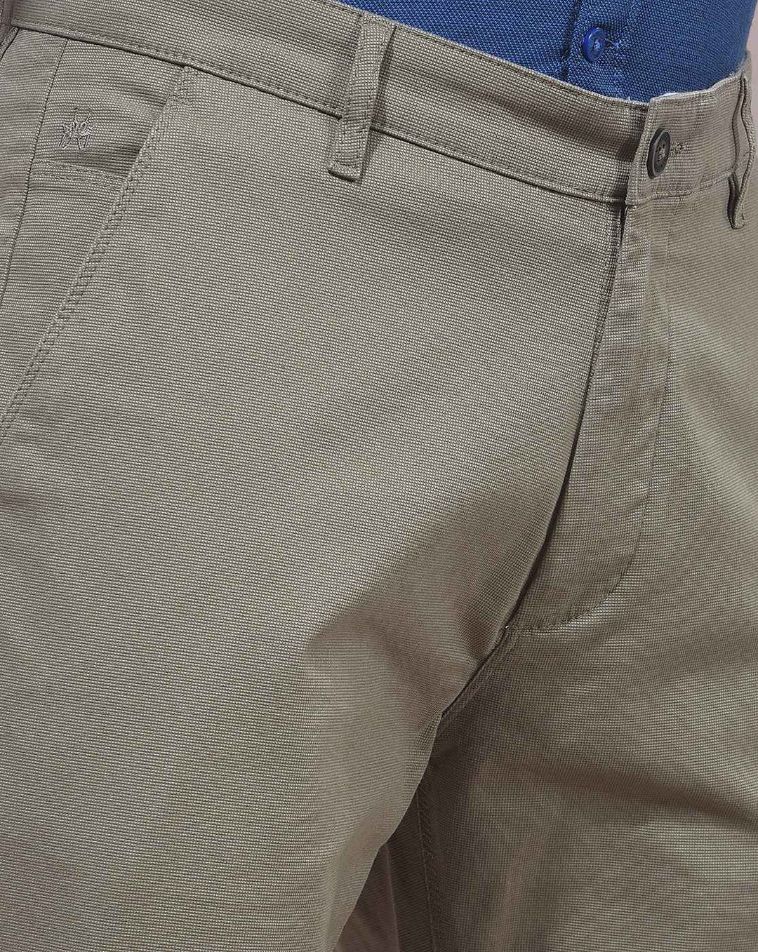 Khaki Straight Leg Casual Trousers