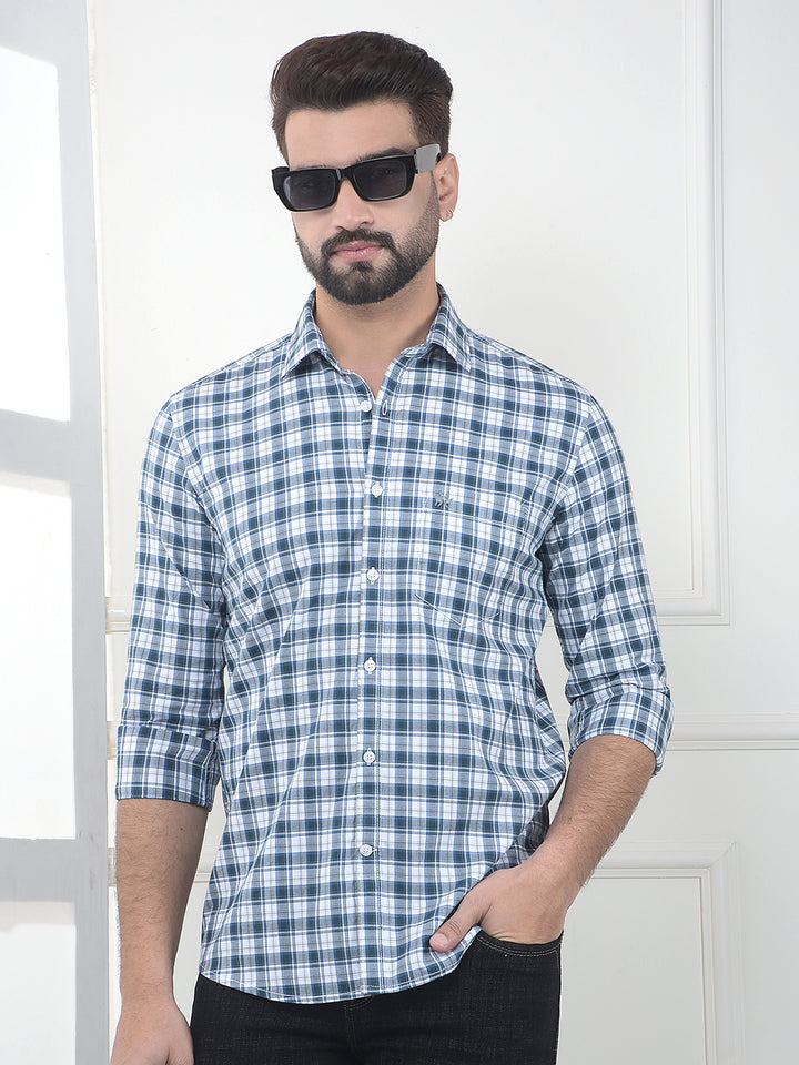 Blue Checked 100% Cotton Shirt