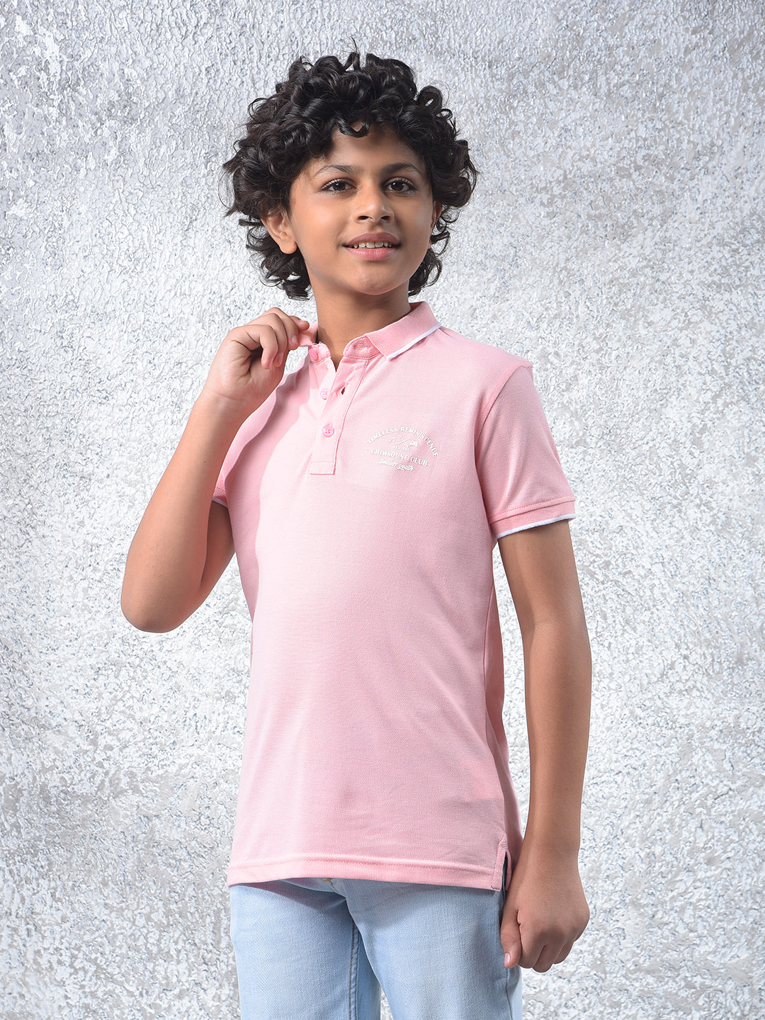 Voltage Track Pink Polo Neck T-Shirt