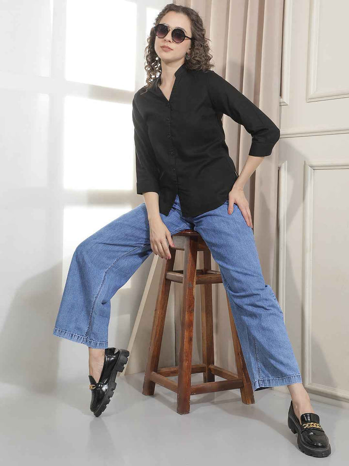 Dashing Black Luxe Linen Shirt