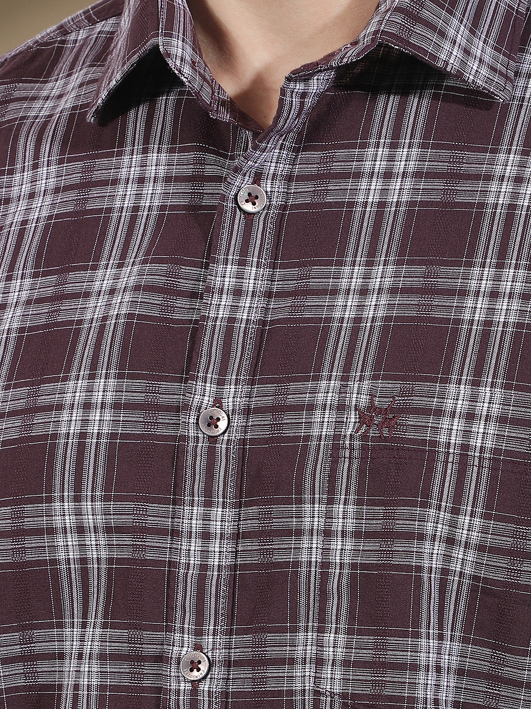 Purple Checked 100% Cotton Shirt