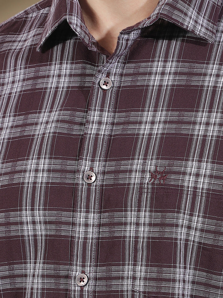 Purple Checked 100% Cotton Shirt