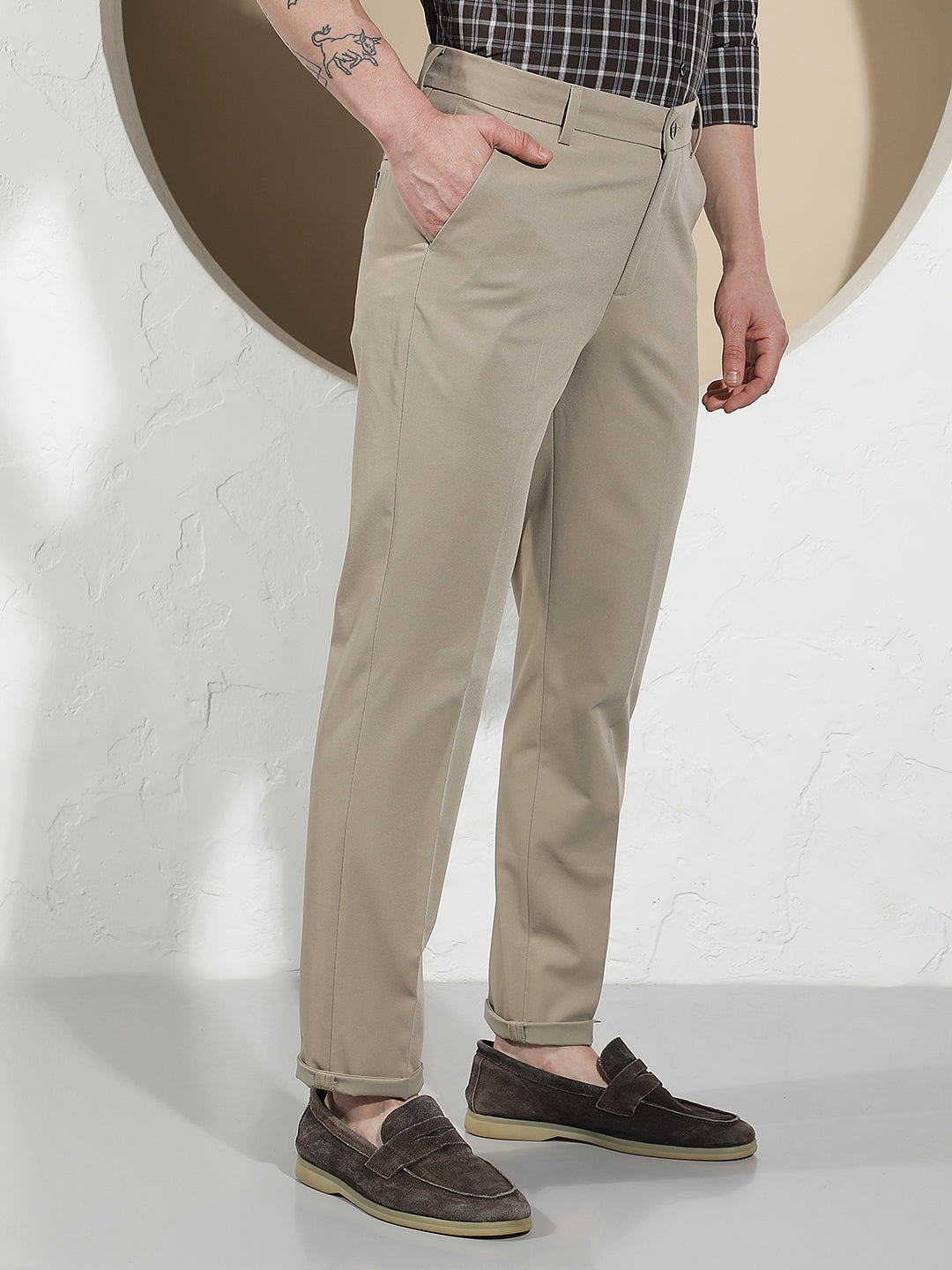Relaxed Warm Sand Beige Trousers