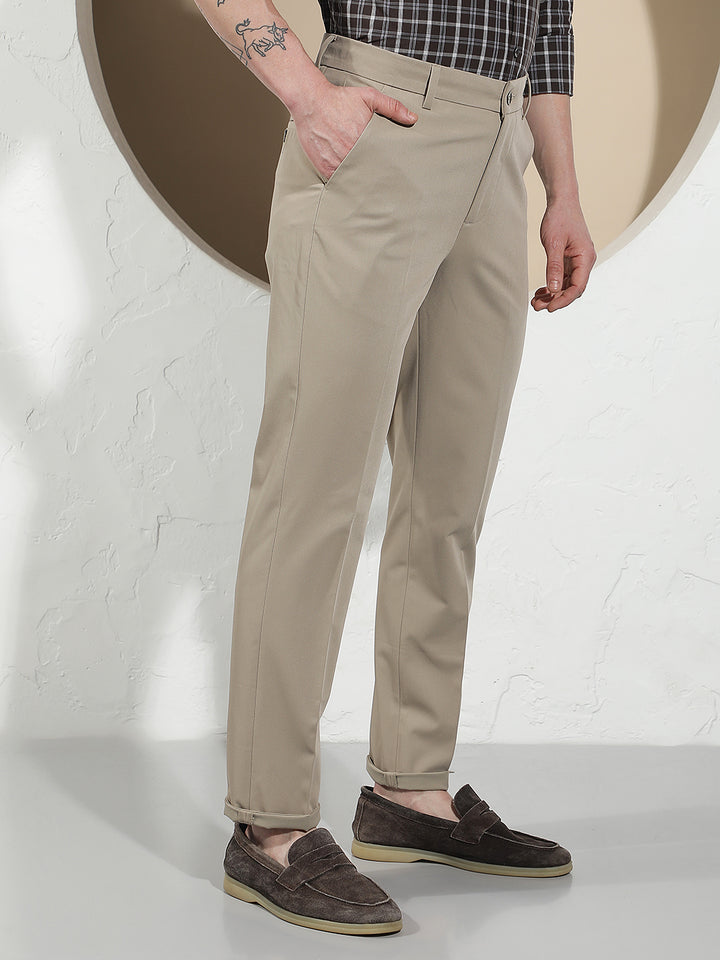 Relaxed Warm Sand Beige Trousers