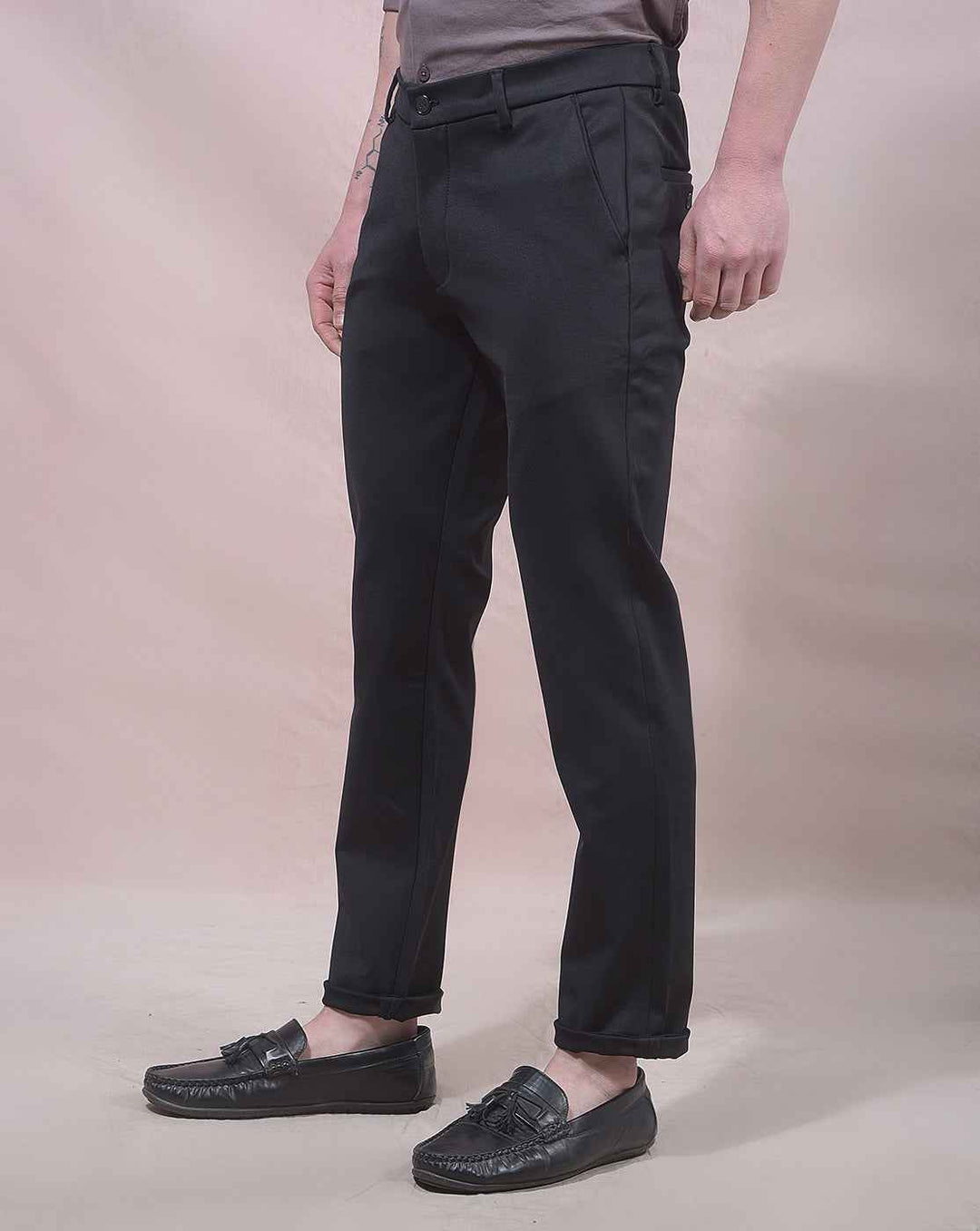 Black Knitted Soft Casual Trousers