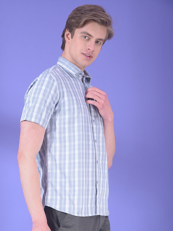 Flint Pearl Grey Checked 100% Cotton Shirt