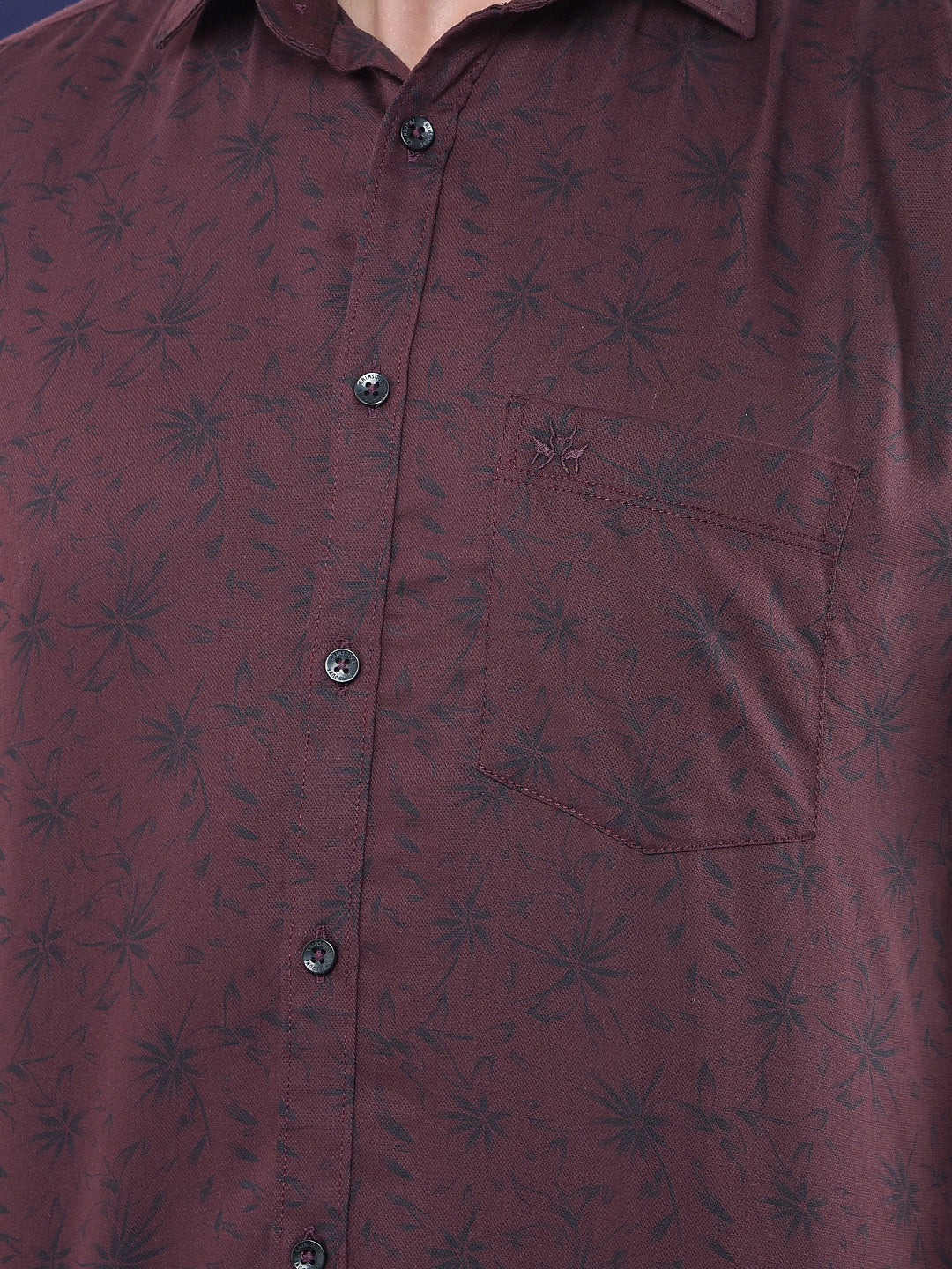 Wine Floral Printed Shirt