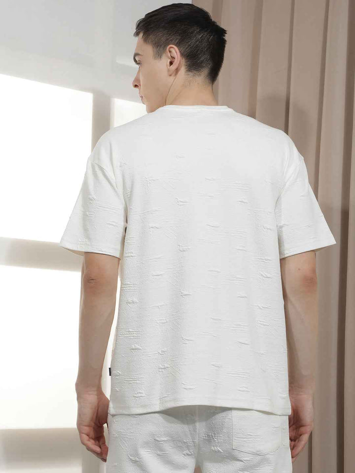White Jacquard Oversize T-Shirt