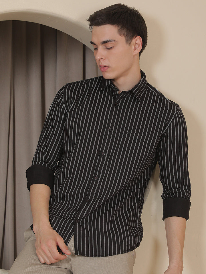 Black Vertical Stripes Shirt