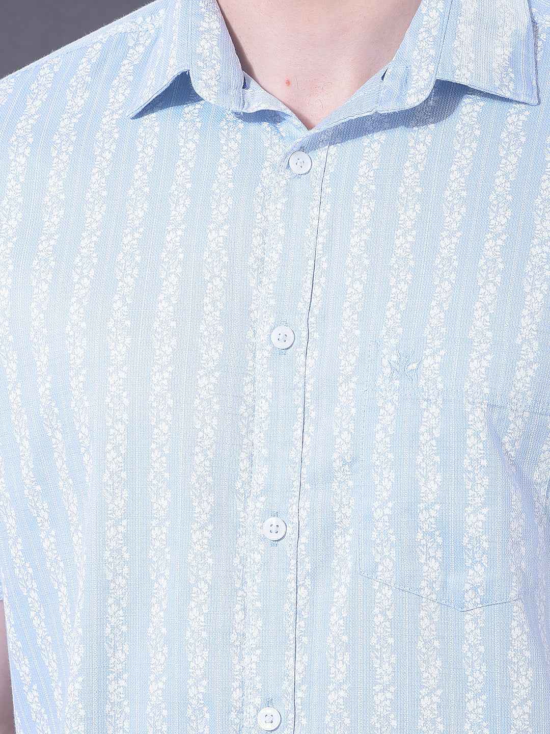 Blue Vertical Striped Shirt