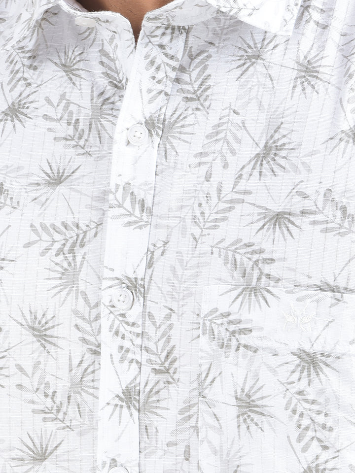 Clean Cut White Floral Print Shirt