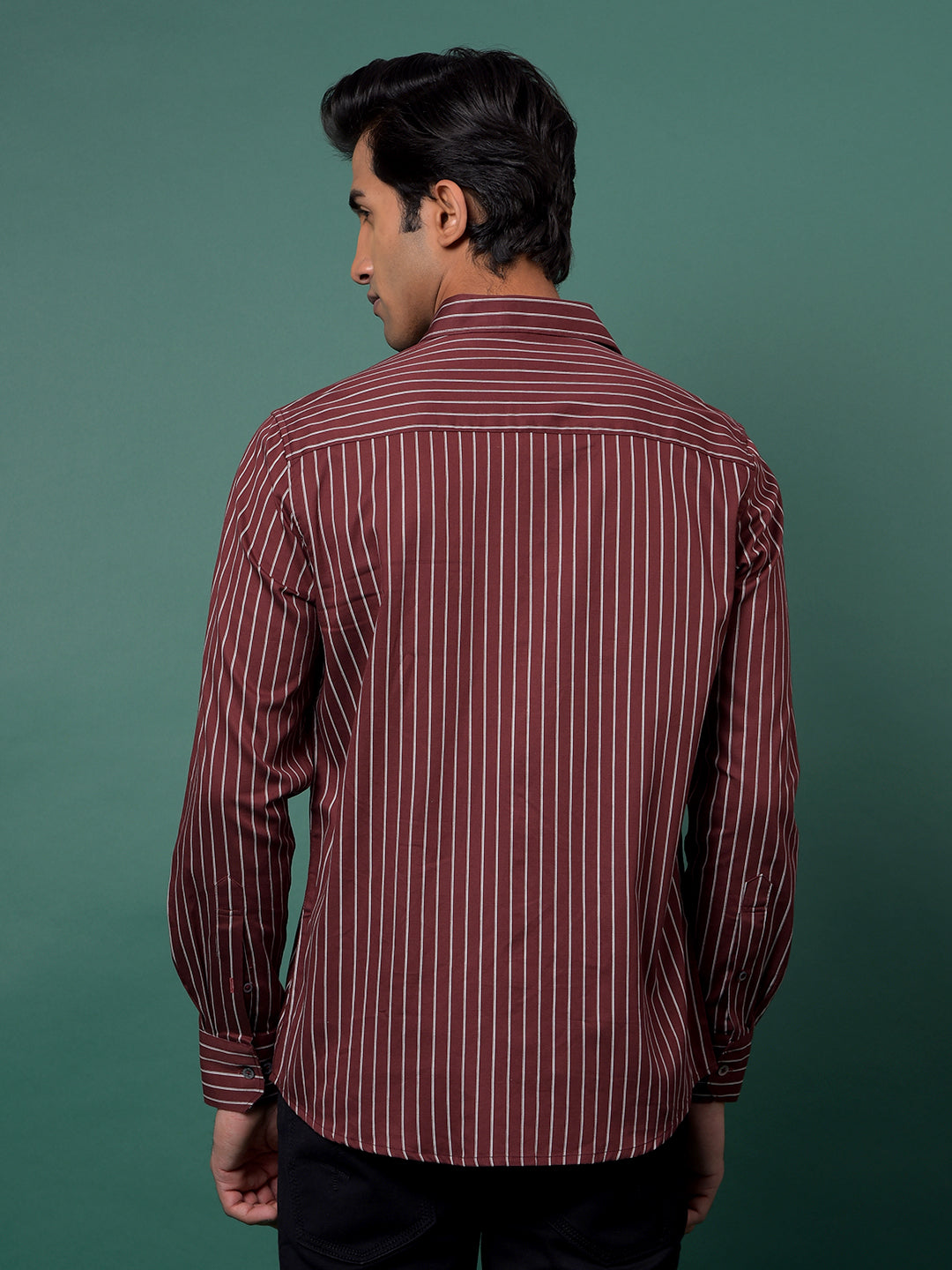 Maroon Vertical Stripes Shirt