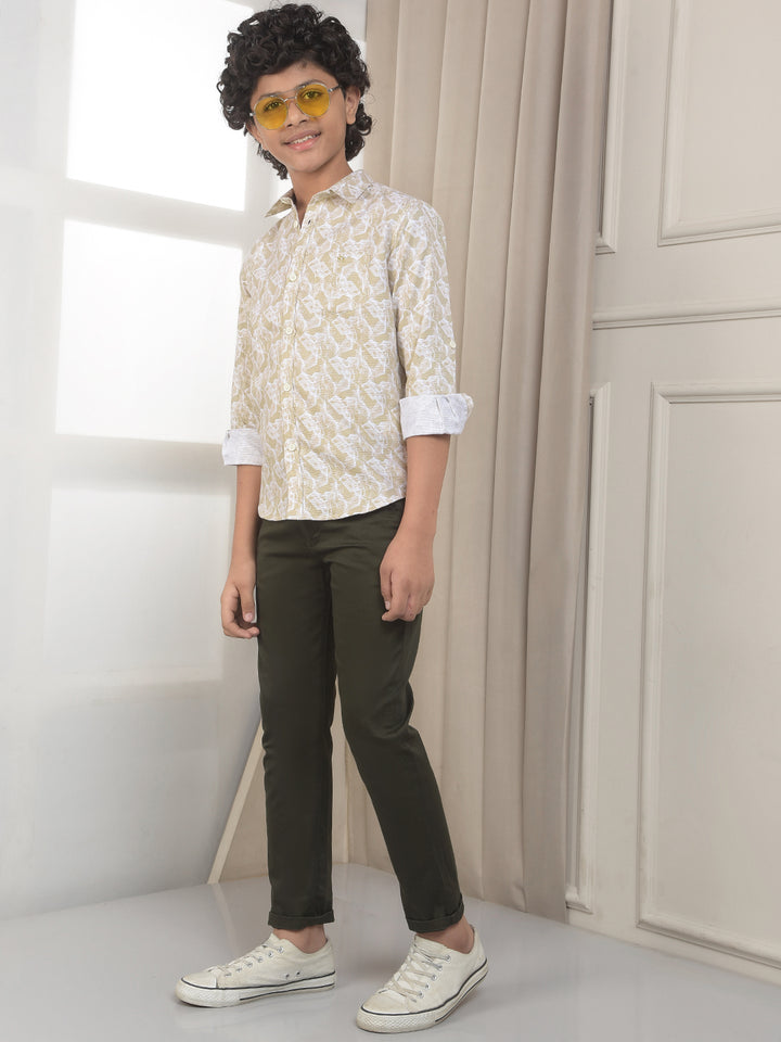 Olive Paisley Print Shirt