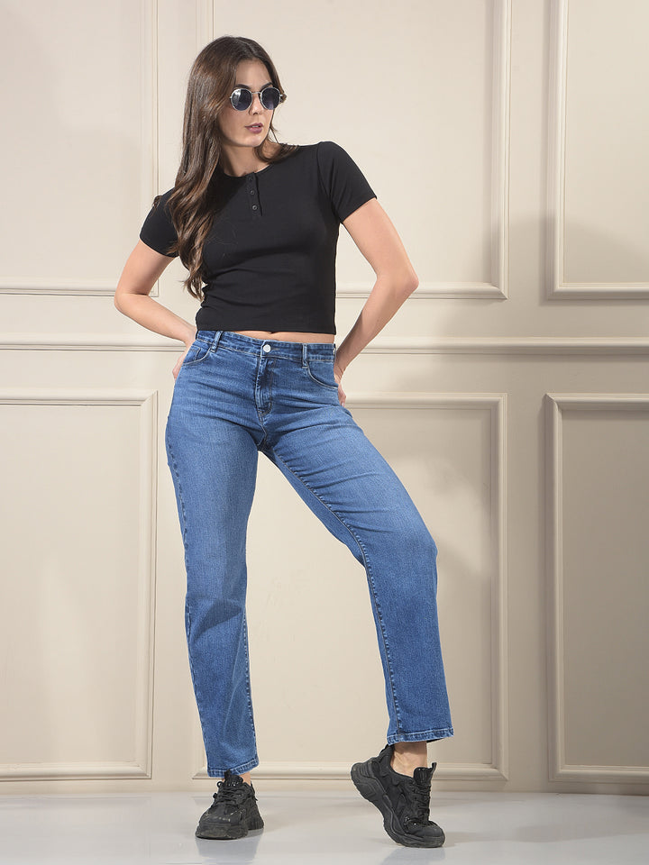 Luxe Azure Blue Straight Jeans