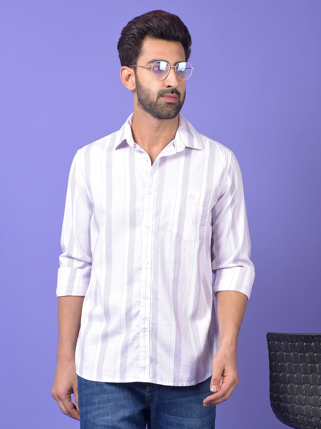Pink Vertical Stripes 100% Cotton Shirt